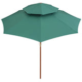 Vidaxl Double Decker Parasol 270x270 cm Green di legno