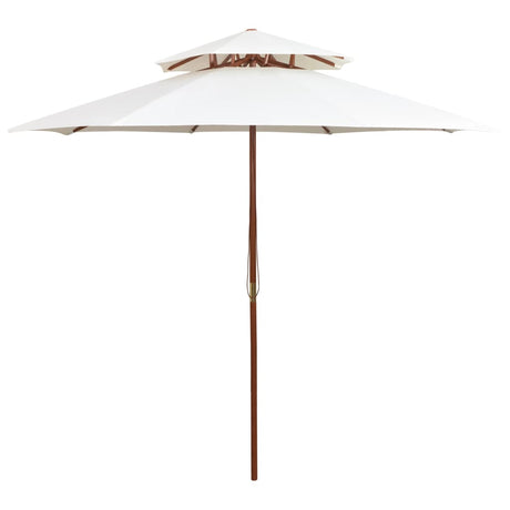 Vidaxl Double Decker Parasol 270x270 cm Holzstangencreme weiß
