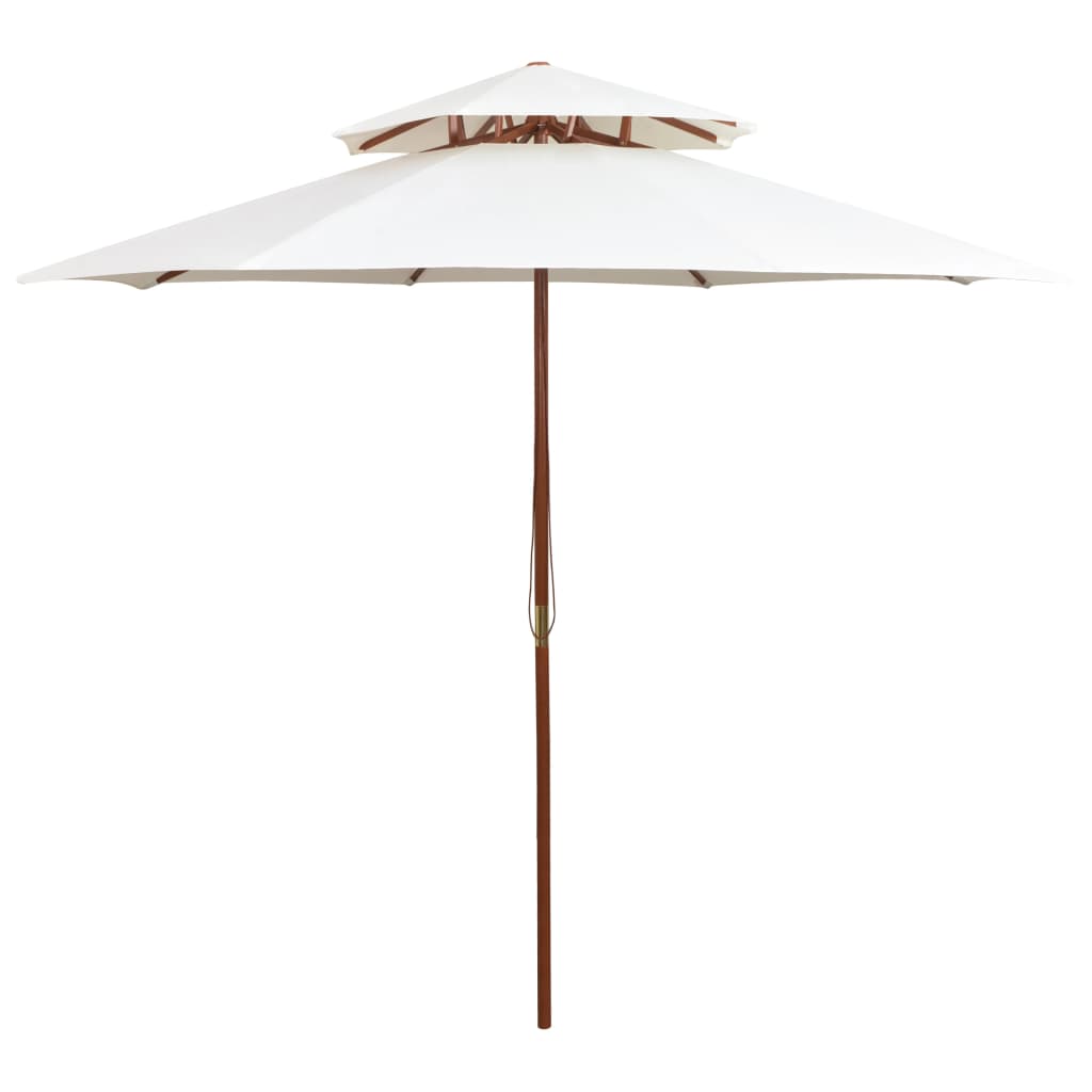 Vidaxl Double Decker Parasol 270x270 cm dřevěný pól krém bílý