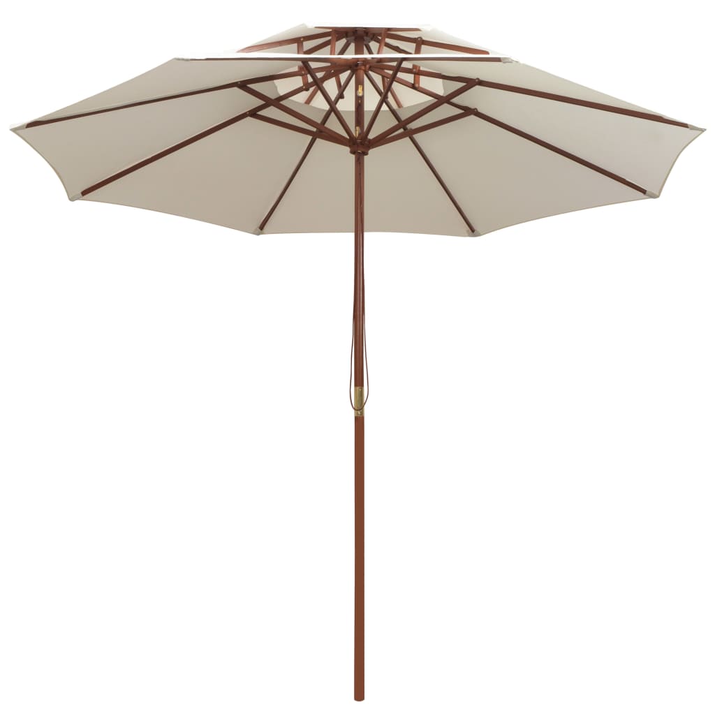 Vidaxl Double Decker Parasol 270x270 cm dřevěný pól krém bílý