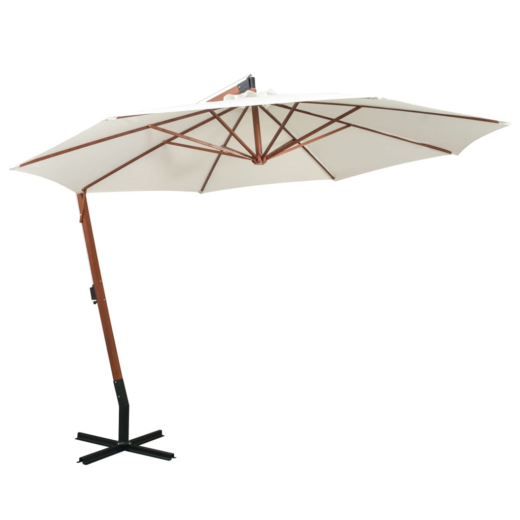 Vidaxl flytende parasol med trepol 350 cm hvit