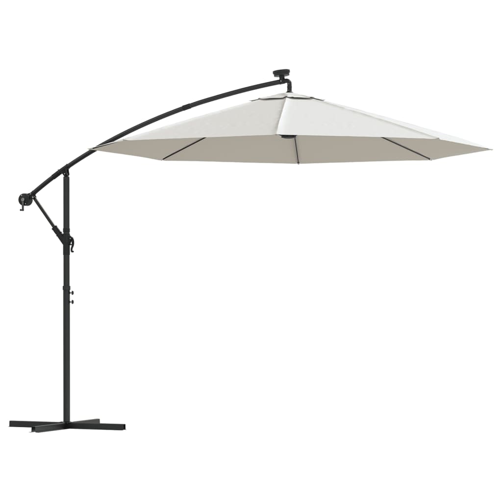 Vidaxl -schwimmendes Parasol mit LED -Beleuchtung und Metallstast 300 cm Sand