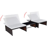 Vidaxl tuinstoelen 2 st verstelbaar met tafel poly rattan bruin