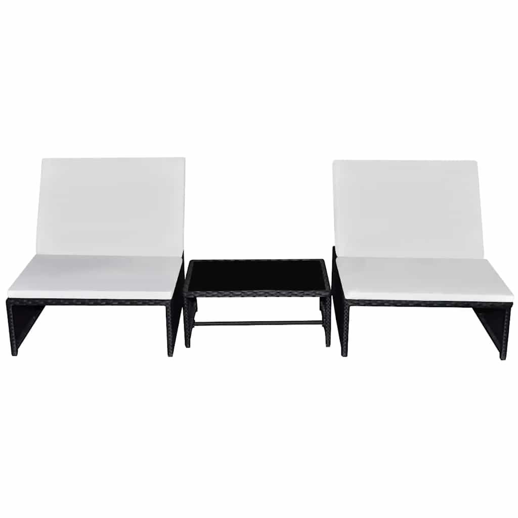 Vidaxl tuinstoelen 2 st verstelbaar met tafel poly rattan zwart