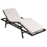 Vidaxl ligbed met kussen poly rattan zwart