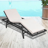Vidaxl ligbed met kussen poly rattan zwart