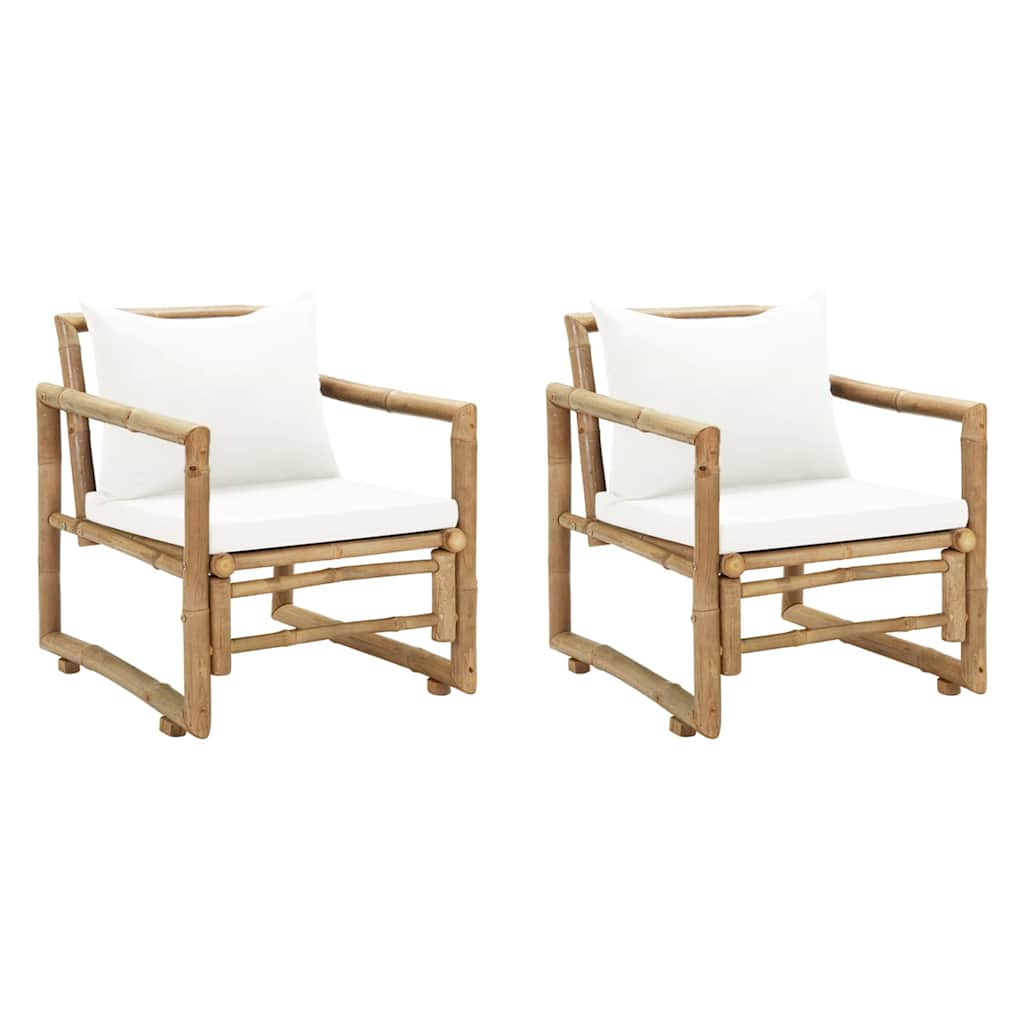 Vidaxl tuinstoelen 2 st met kussens bamboe