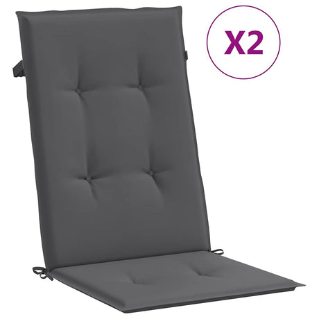 VidaXL Gartenstuhlkissen Rückenlehne 2 Stück 120x50x2 cm Stoff Anthrazit