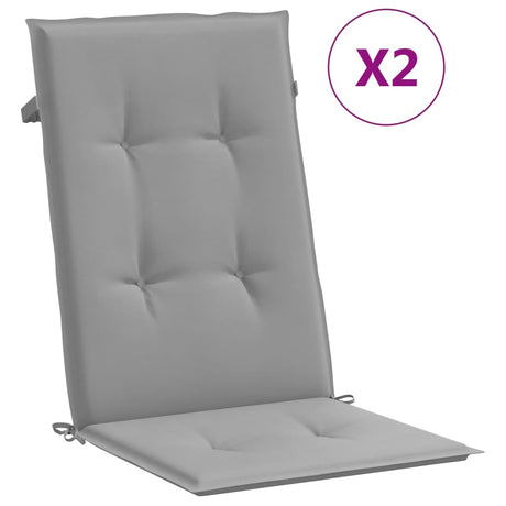 Vidaxl Gartenstuhlkissen Rückenlehne 2 PCs 120x50x3 cm Stoff grau