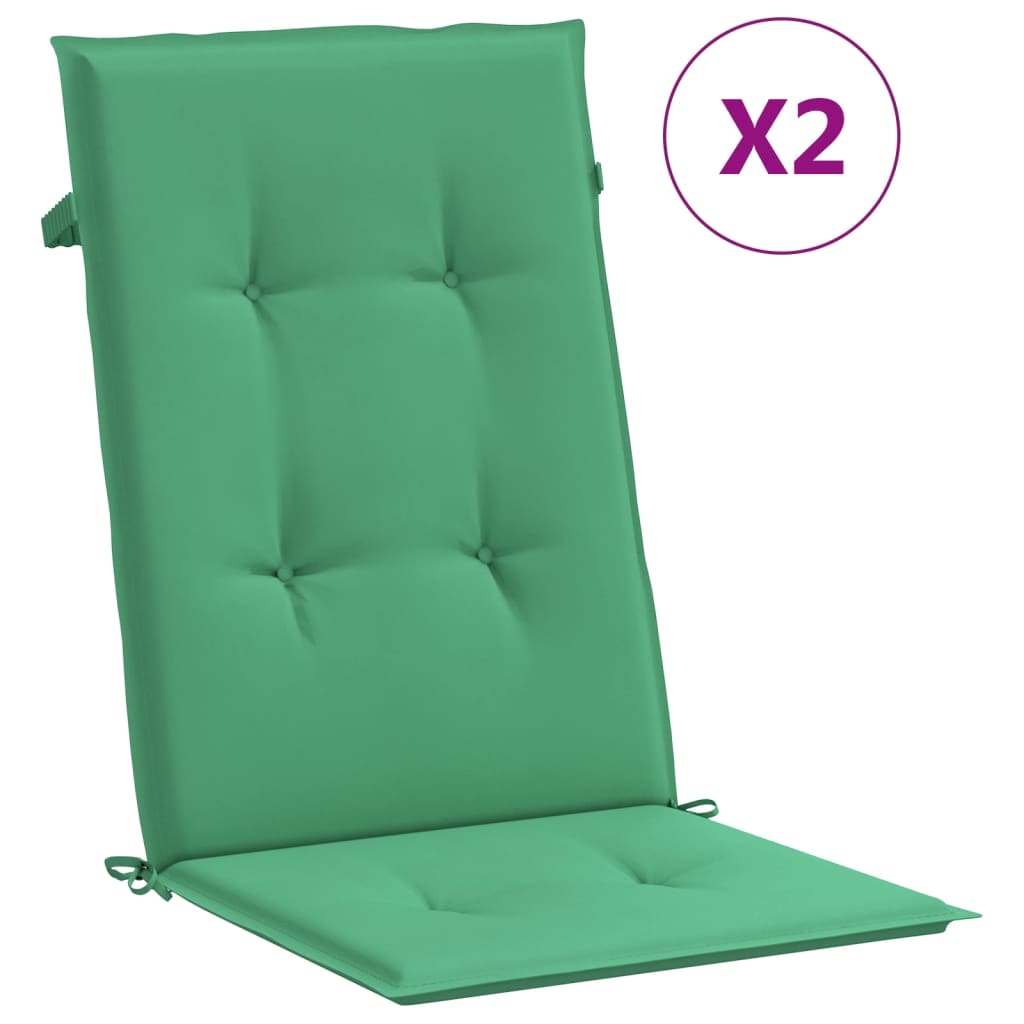 Vidaxl Garden Cushions 2 St High Back 120x50x3 cm Green