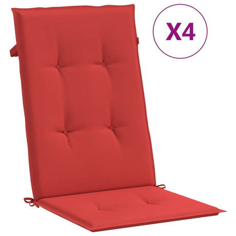 Vidaxl Gartenstuhl Kissen 4 St. hoher Rücken 120x50x3 cm Stoff rot