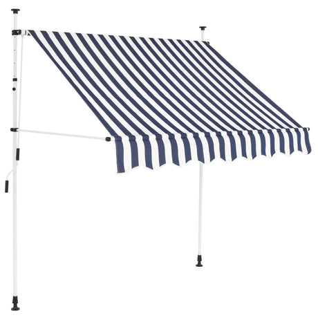 Vidaxl Luifel erstreckt sich manuell 150 cm blau und weiße Streifen