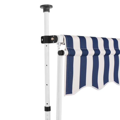 Vidaxl Luifel erstreckt sich manuell 150 cm blau und weiße Streifen