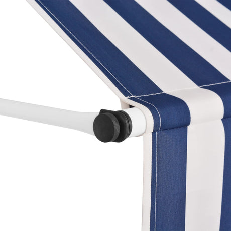 Vidaxl Luifel erstreckt sich manuell 150 cm blau und weiße Streifen