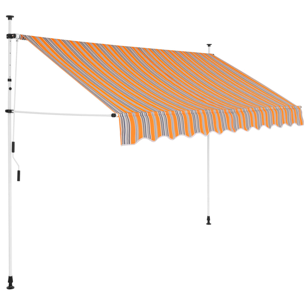 Vidaxl Luifel strekker seg manuelt 250 cm gule og blå striper