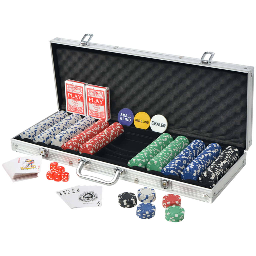 Vidaxl poker sett med 500 chips aluminium