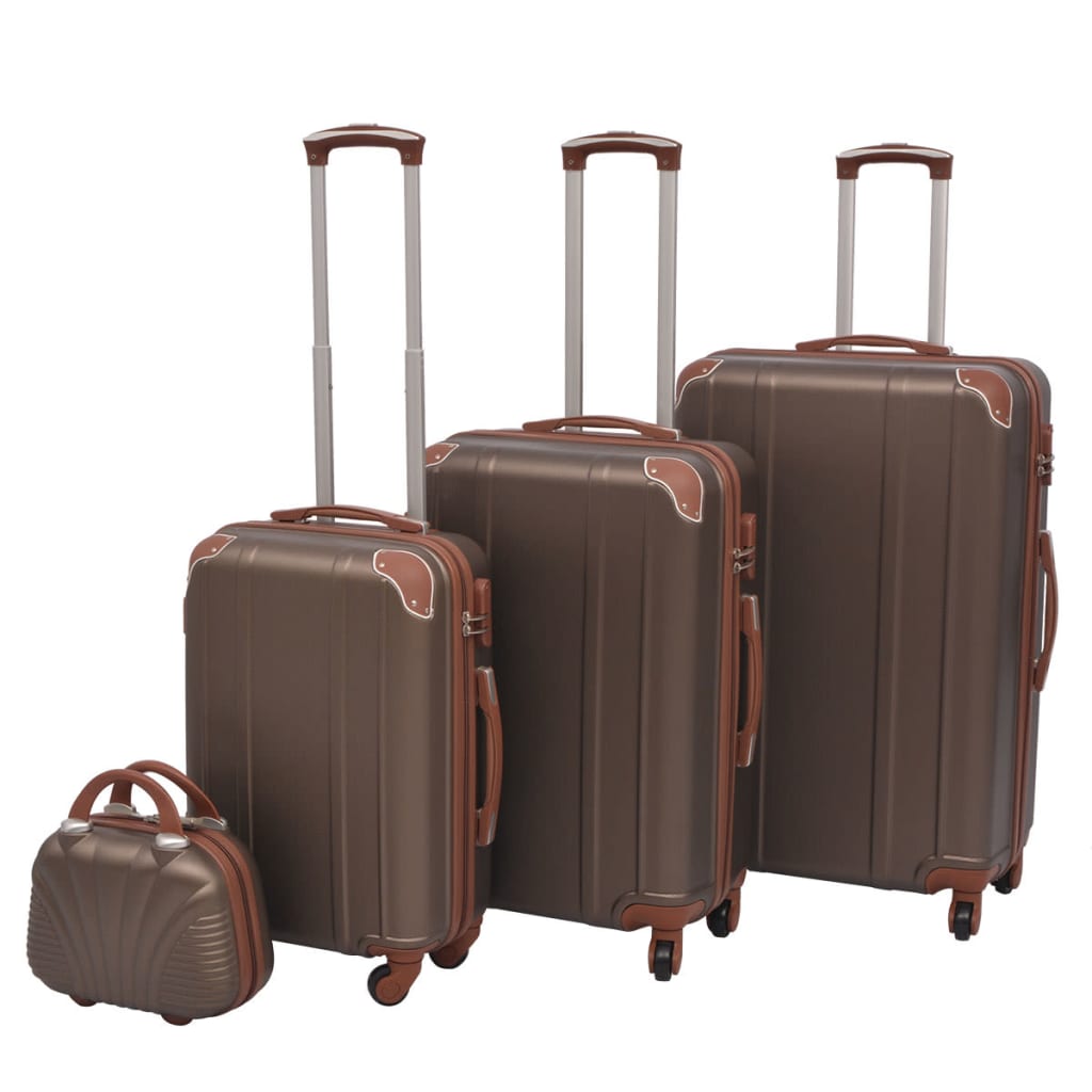 VIDAXL Hard Rolling Case Zestaw Brown 4-DLG