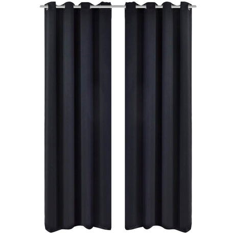 VIDAXL -Vorhänge mit Metallringen Blackout 135x175 cm schwarz 2 STs