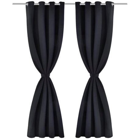 VIDAXL -Vorhänge mit Metallringen Blackout 135x175 cm schwarz 2 STs
