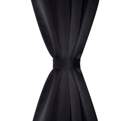 VIDAXL -Vorhänge mit Metallringen Blackout 135x175 cm schwarz 2 STs