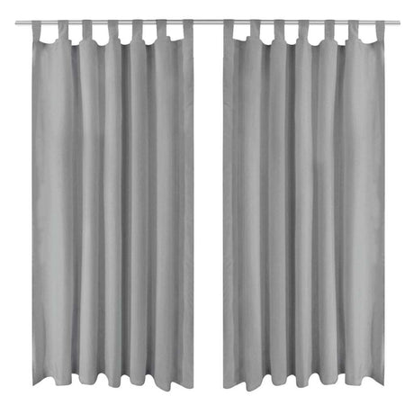 VIDAXL-Mikrosatinvorhänge mit Schleifen 140x175 cm grau 2 PCs