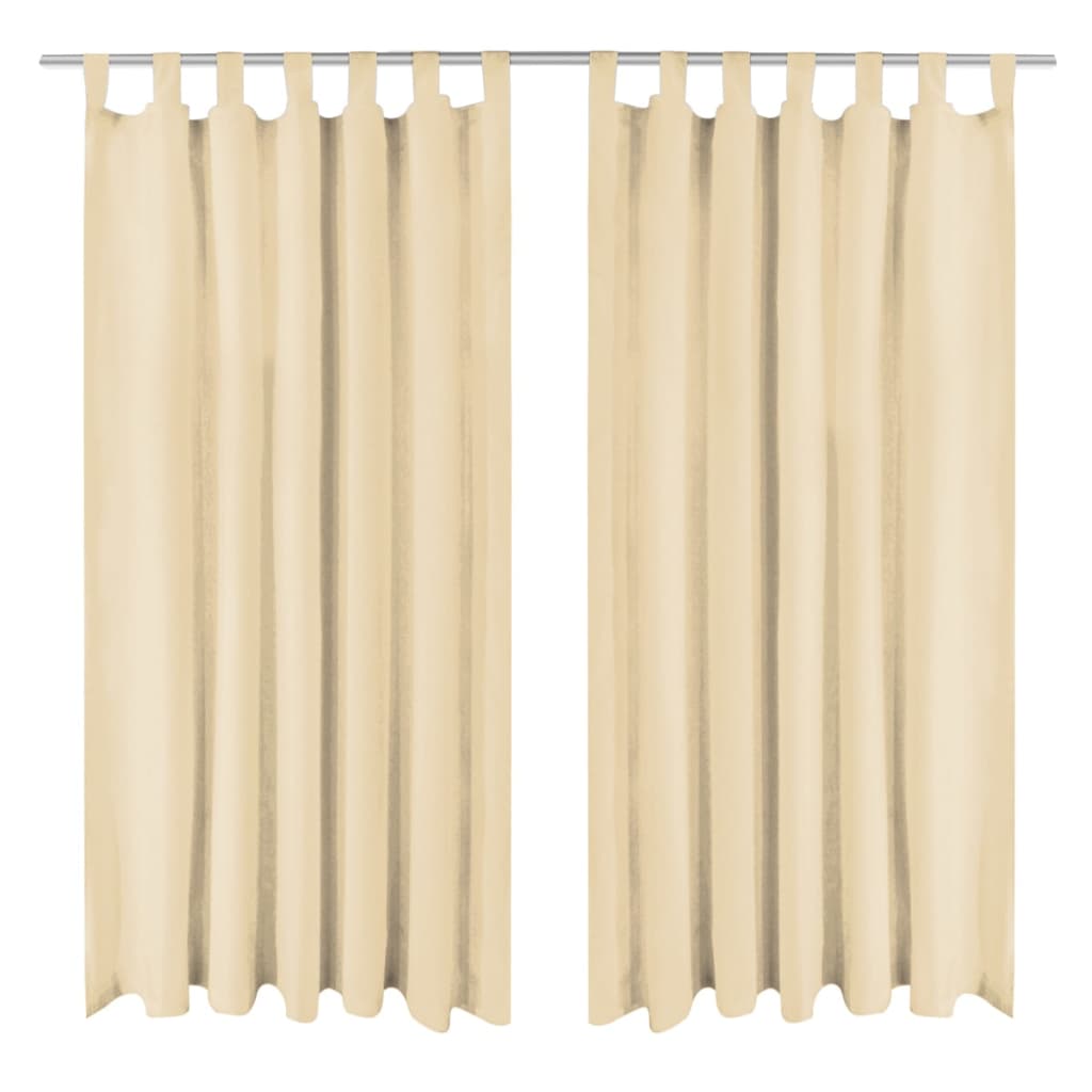 Vidaxl-Mikrosatinvorhänge mit Schleifen 140x175 cm Beige 2 PCs