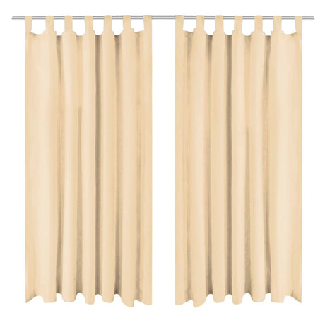Vidaxl-Mikrosatinvorhänge mit Schleifen 140x175 cm Beige 2 PCs