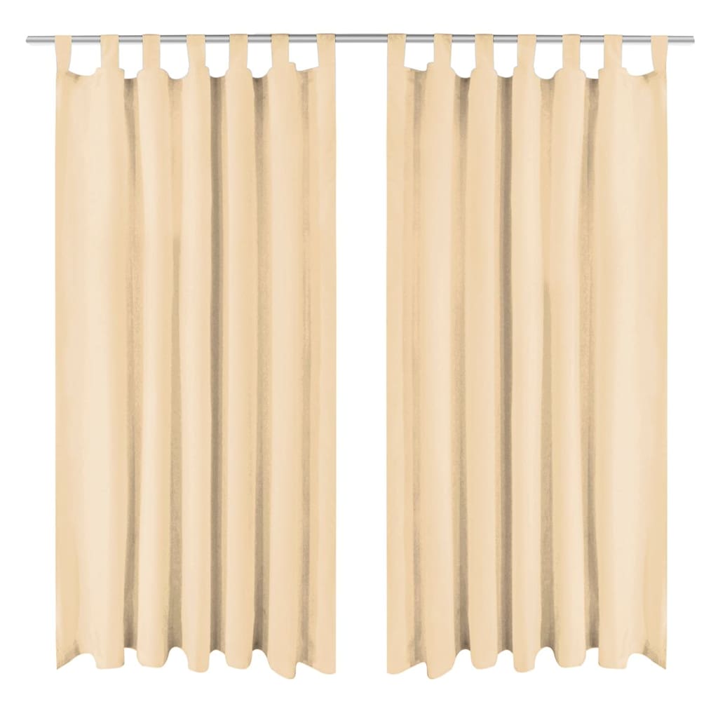 Vidaxl-Mikrosatinvorhänge mit Schleifen 140x175 cm Beige 2 PCs