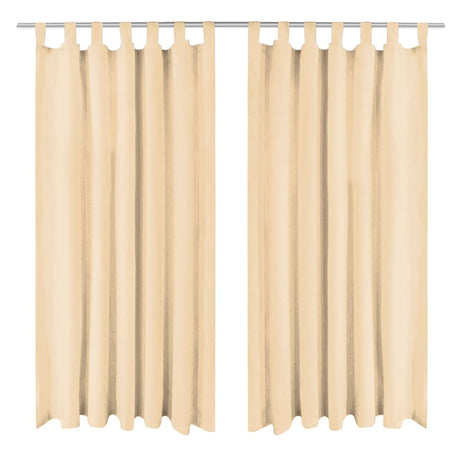 Vidaxl-Mikrosatinvorhänge mit Schleifen 140x175 cm Beige 2 PCs