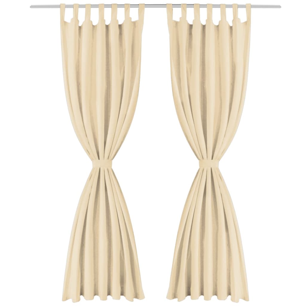 Vidaxl-Mikrosatinvorhänge mit Schleifen 140x175 cm Beige 2 PCs