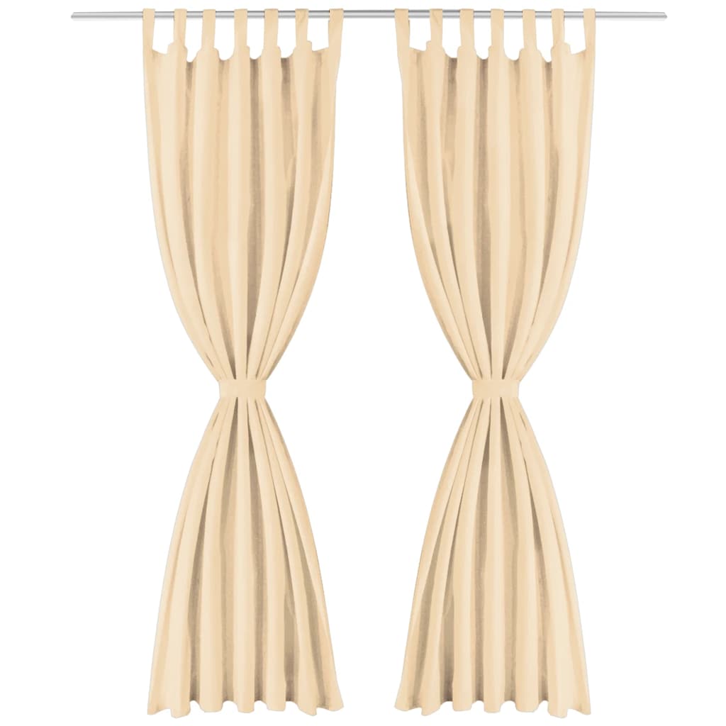 Vidaxl-Mikrosatinvorhänge mit Schleifen 140x175 cm Beige 2 PCs