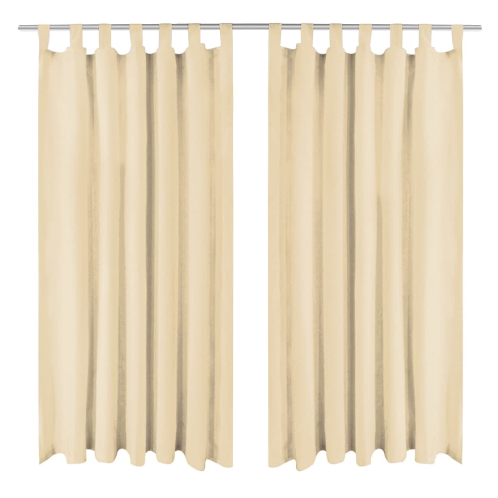 Vidaxl mikro-satinové záclony se smyčkami 140x225 cm Beige 2 PCS