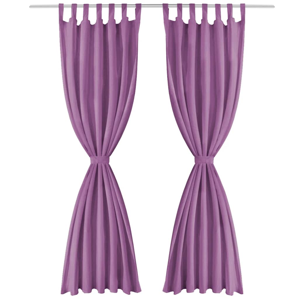 Vidaxl-Mikrosatinvorhänge mit Schleifen 140x245 cm Lila 2 STs