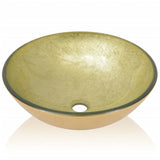 VIDAXL WASHBAIN gehärtetes Glas 42 cm Gold