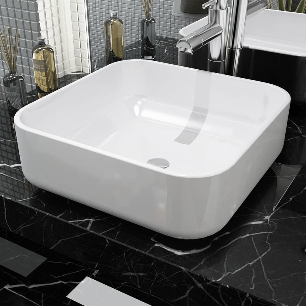 Vidaxl Washbasin Square White 39x39x13,5 cm keramika