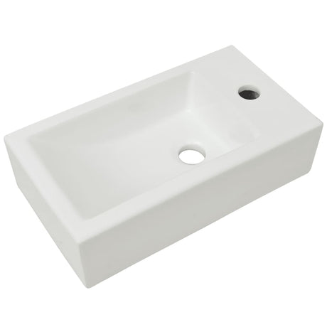 VIDAXL -WASHBAIN mit rechteckiger weißer Kranloch 46x25,5x12 cm Keramik