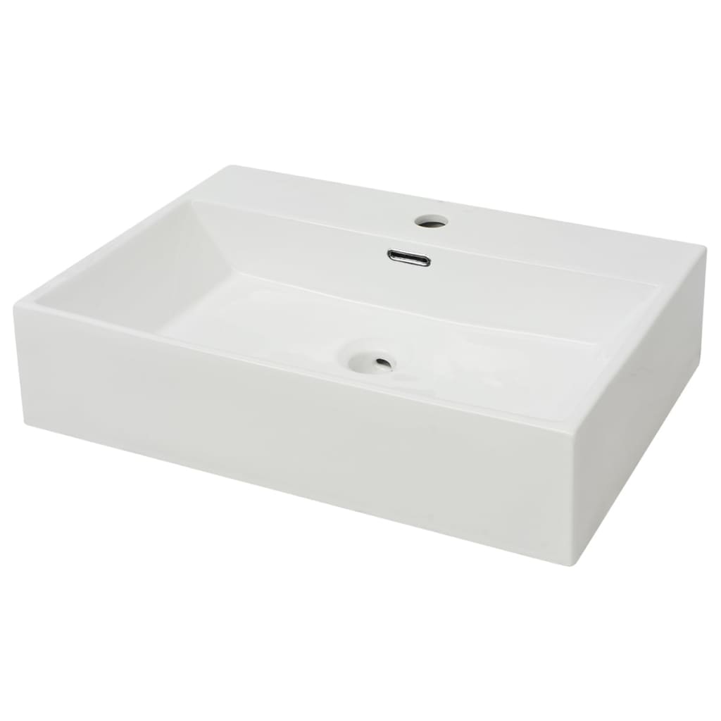 Vidaxl WASHBASIN s TAPHOLE WHITE 60,5x42.5X14,5 cm keramika