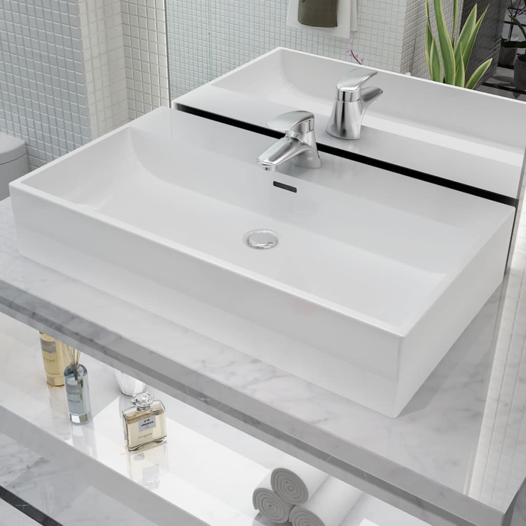 Vidaxl WASHBASIN s TAPHOLE WHITE 76X42.5X14,5 cm Muermiek