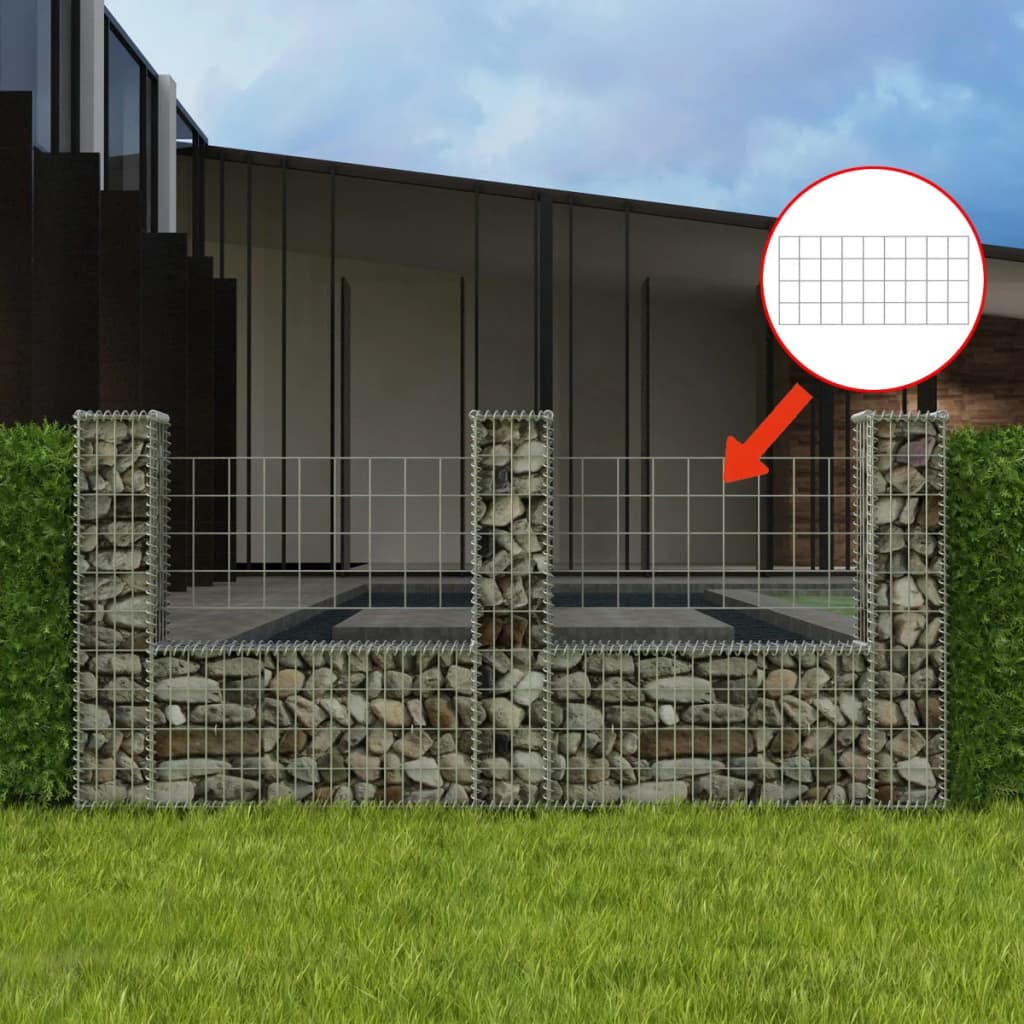 Vidaxl Gabion Panier en U 240x20x100 cm