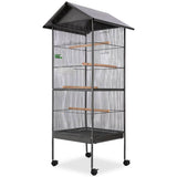 Vidaxl -Vogelkäfig mit Dachstahl schwarz 66x66x155 cm