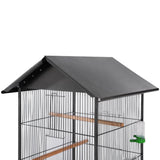 Vidaxl -Vogelkäfig mit Dachstahl schwarz 66x66x155 cm