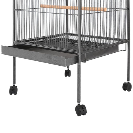 Vidaxl -Vogelkäfig mit Dachstahl schwarz 66x66x155 cm