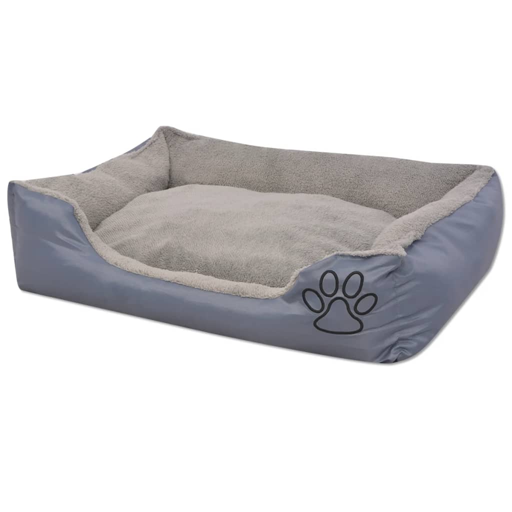 Vidaxl dog bed with padded cushion size l gray