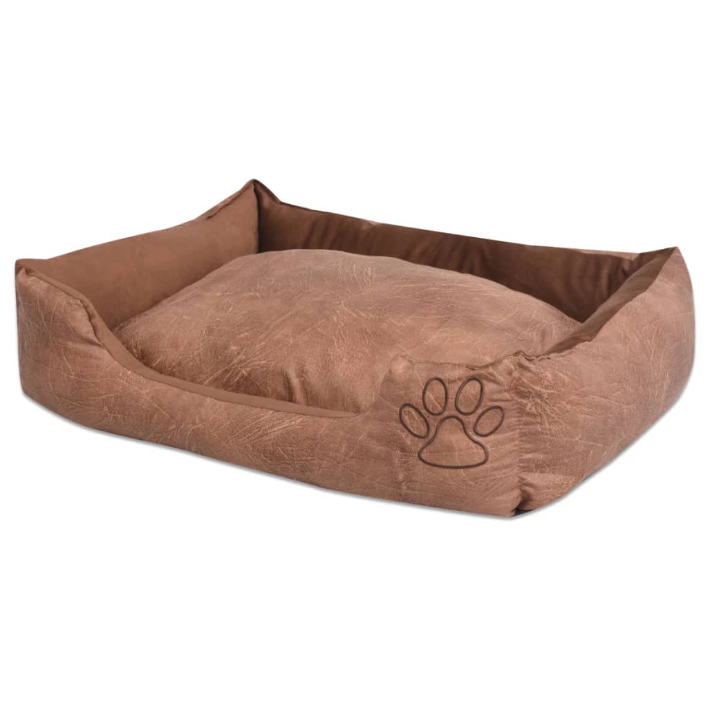 Vidaxl Dog Bed Pillow Pu-Art Leather Size M Beige