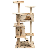 Vidaxl Cat Renching Post con postes de rascado de sisal de 125 cm Pootprint Print Beige