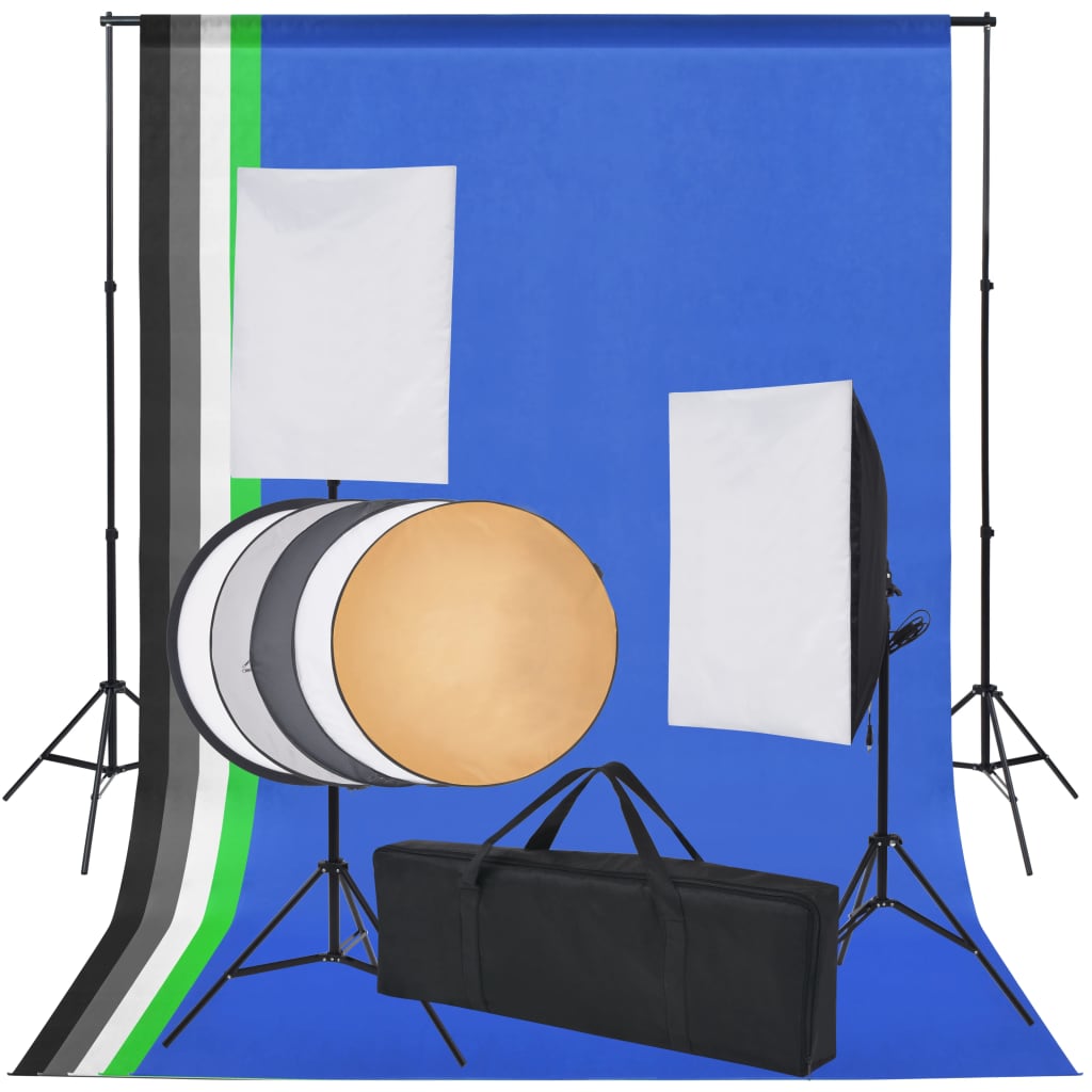 Vidaxl Photo Studio Set mit 5 farbigen Hintergründen 2 Softboxen