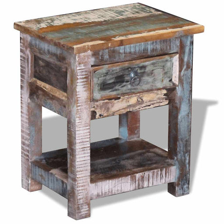 Vidaxl bijzettafel met lade 43x33x51 cm massief gerecycled hout