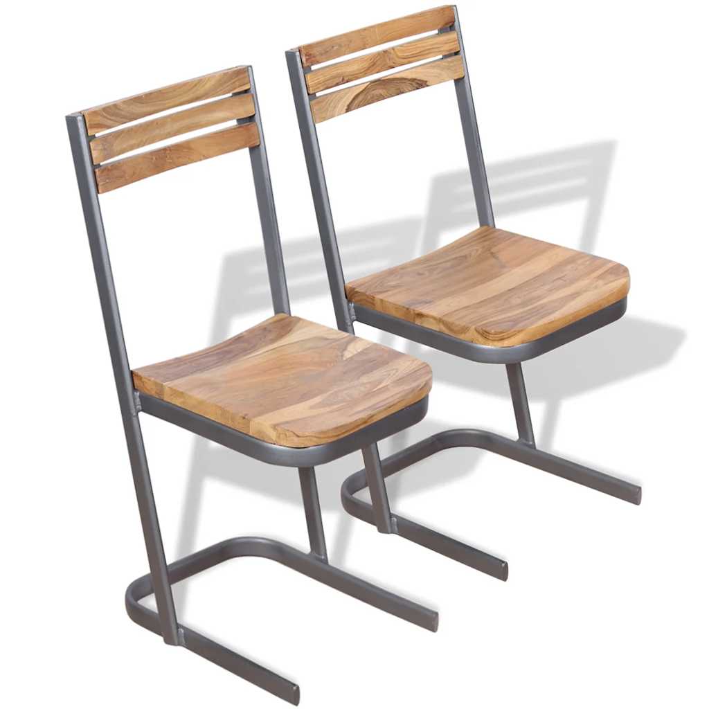 Vidaxl eetkamerstoelen 2 st massief teakhout