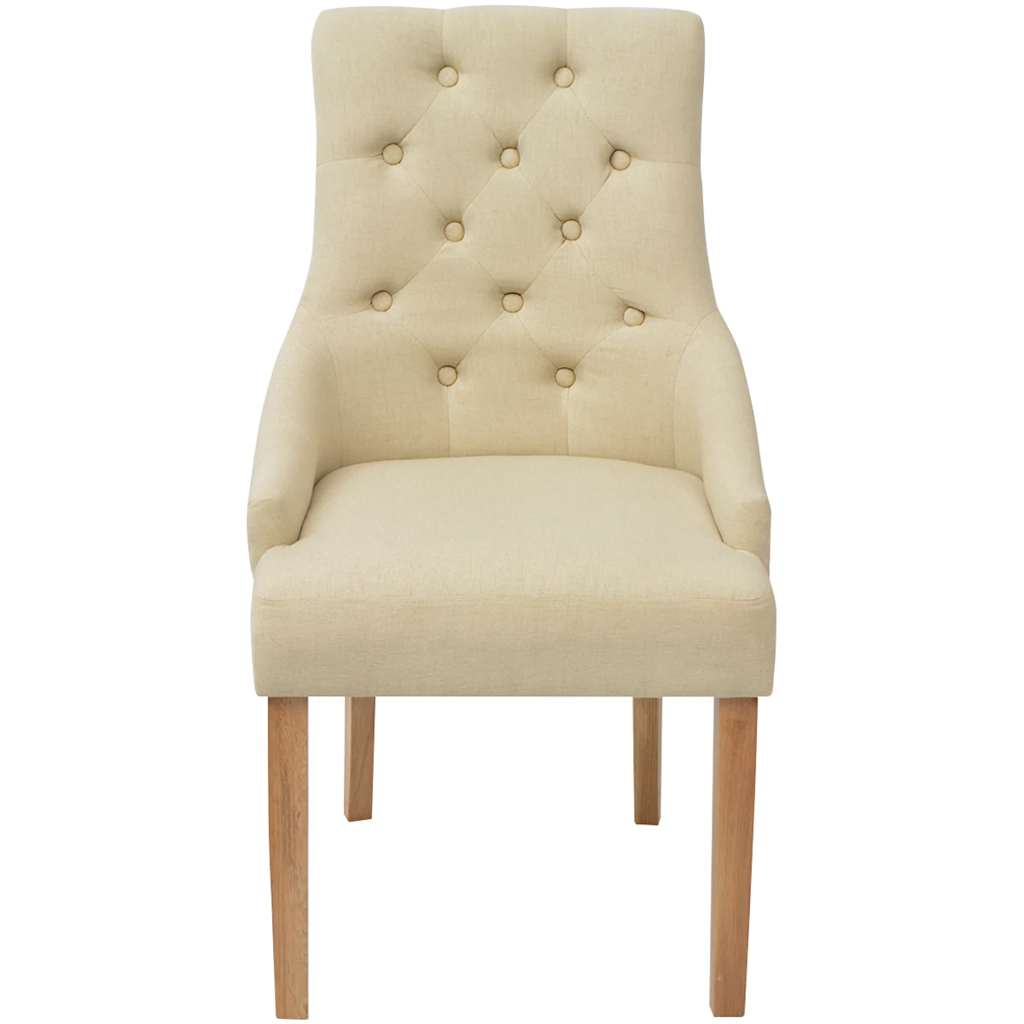 Vidaxl eetkamerstoelen 2 st stof crèmekleurig