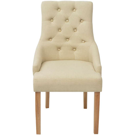 Vidaxl eetkamerstoelen 2 st stof crèmekleurig